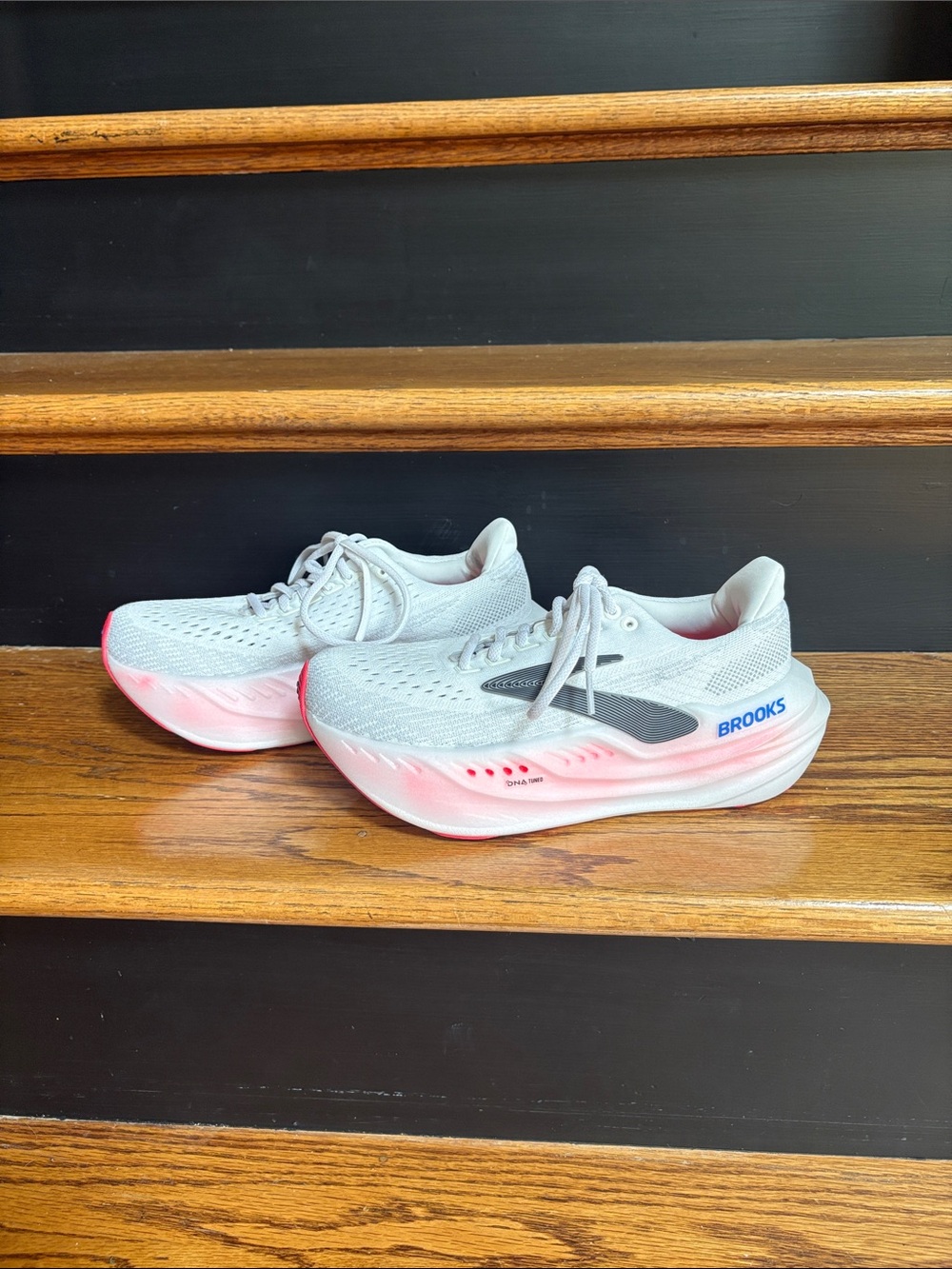 Brooks White & Pink Glycerin Max Running Shoes
